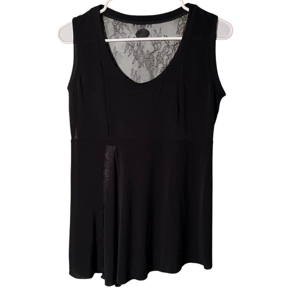 Rossaspina Women's Tank‎ Top Black Scoop Neck Lace Back Tango Dance Stretch